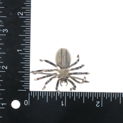 40's-50's Native American sterling Spider pin with nice turquoise