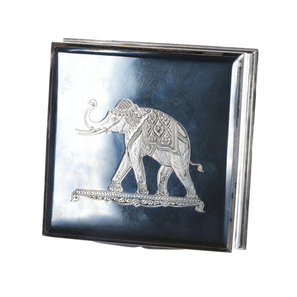 Alex Siam Sterling silver niello jewelry box with elephant