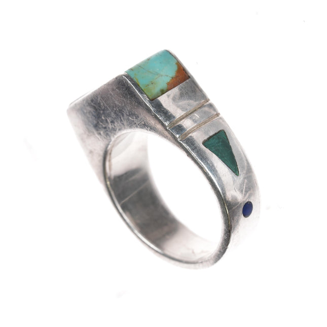 sz9 BP Native American sterling multi-stone inlay ring