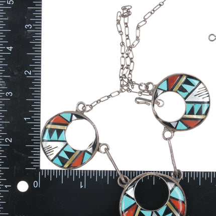 John and Rosalie Bowannie Zuni Sterling multi-stone intarsia inlay necklace