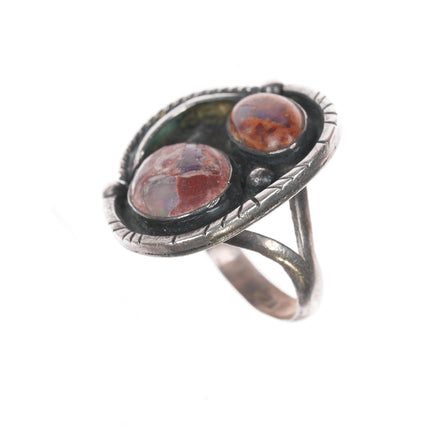 sz6 Vintage Sterling Mexican Boulder fire opal ring