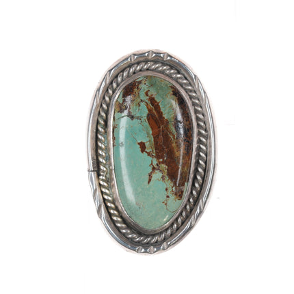 Sz6 Vintage silver green turquoise rope edge Native American ring