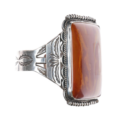 6.5" Large 40's-50's Native American silver agate cuff bracelet