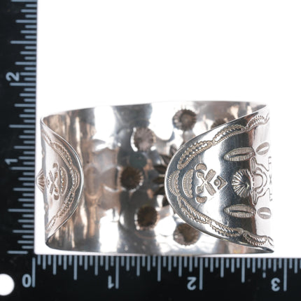 7" c1940's Navajo Curio wide sterling cuff bracelet