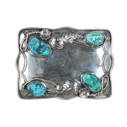 Vintage MB Navajo sterling and turquoise belt buckle