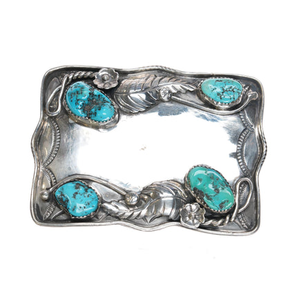 Vintage MB Navajo sterling and turquoise belt buckle