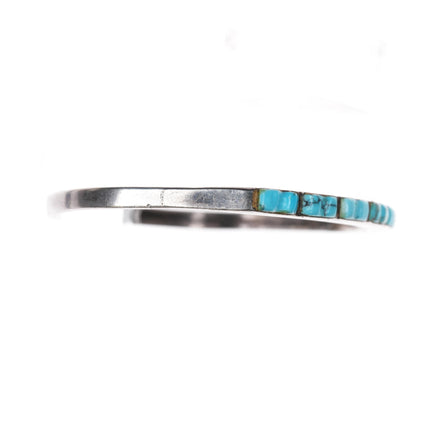 6.25" 40's-50's Zuni hand carved turquoise slim silver cuff bracelet