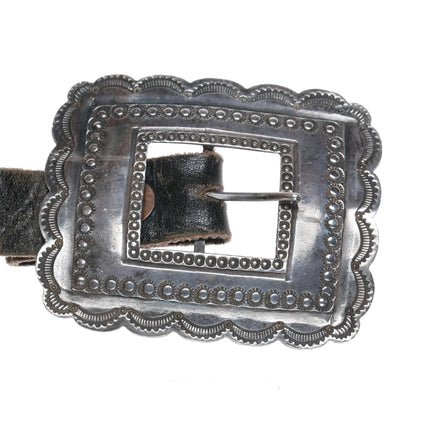 Vintage Navajo Heavily worked first phase style silver concho belt