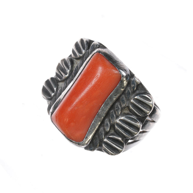 sz11 MT Native American sterling high grade coral ring