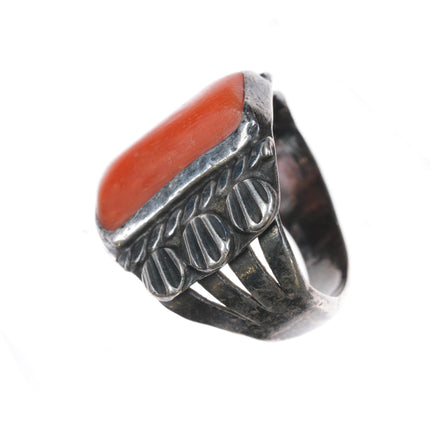 sz11 MT Native American sterling high grade coral ring