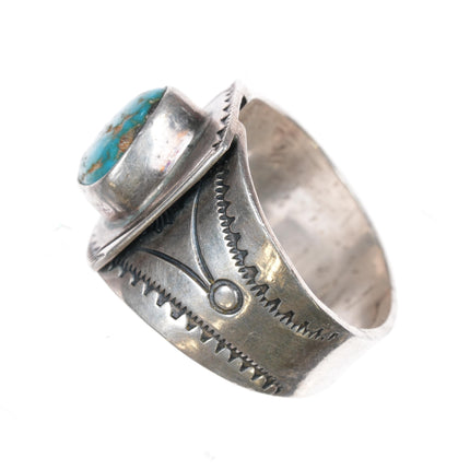 sz15 c1940's Navajo silver ring with nice turquoise