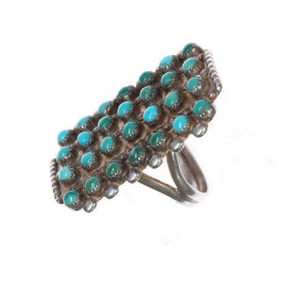 sz8 40's-50's Zuni snake eye turquoise silver ring