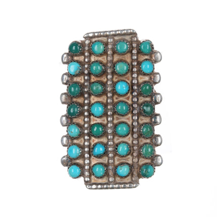 sz8 40's-50's Zuni snake eye turquoise silver ring