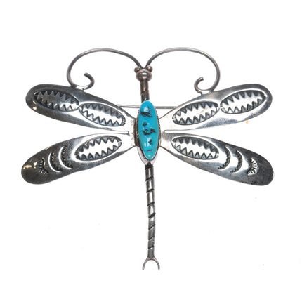 Vintage Navajo sterling and turquoise dragonfly pin