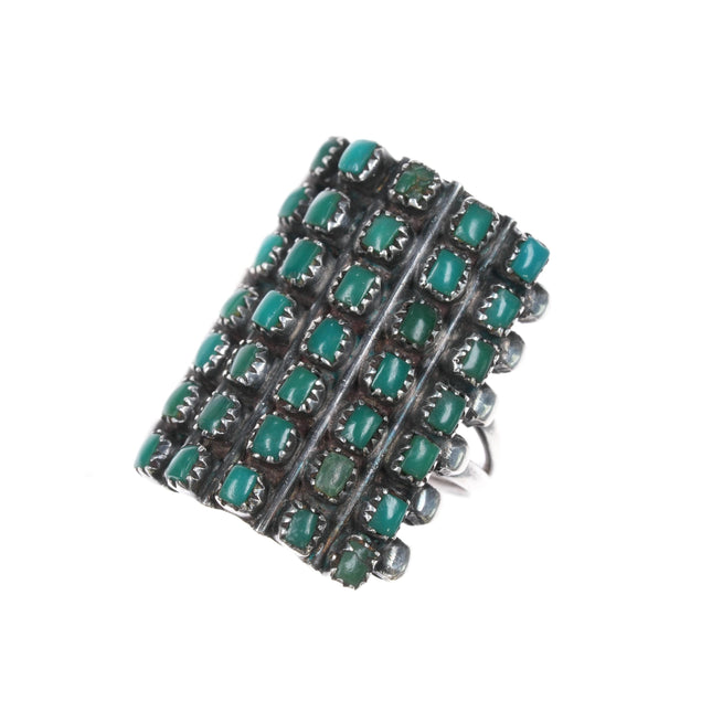 sz6.5 Raybert Kanteena Zuni snake eye square turquoise ring