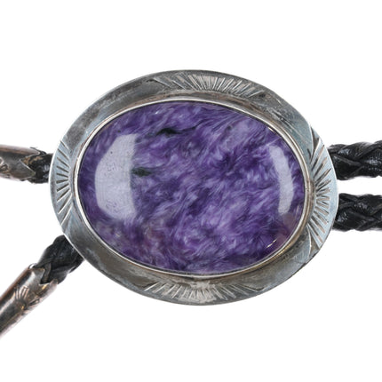 OO Vintage Sterling and Charoite bolo tie