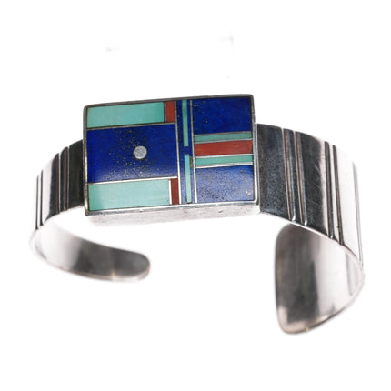 7" Ray Tracey Knifewing Sterling turquoise, coral, lapis cuff bracelet