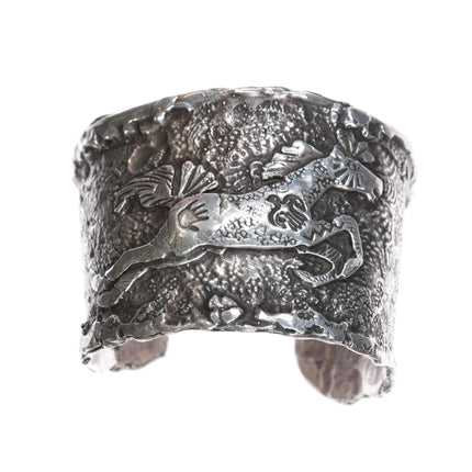 6.25" Chief Bear Step sterling cuff bracelet with stallion