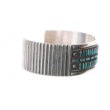 6.25" Cecil & Connie Hattie Zuni 1970's sterling turquoise cuff bracelet