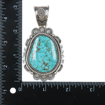 Large EL Navajo sterling high grade waterweb turquoise pendant