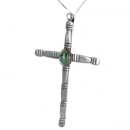 Large Garrison Boyd Navajo sterling cross pendant with turquoise