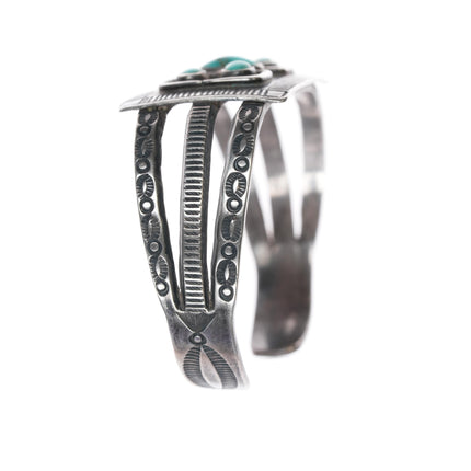 6.5" 30's-40's Navajo silver cuff bracelet w/ 5 nice turquoise