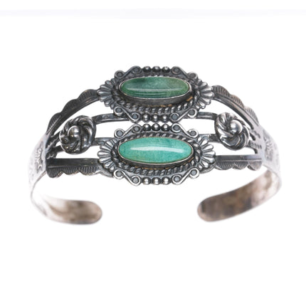 6 3/8" 40's-50's Fred Harvey/Navajo Curio cuff bracelet w/2 turquoise