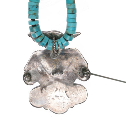 A Dishta Zuni sterling thunderbird pendant/pin on turquoise heishi necklace