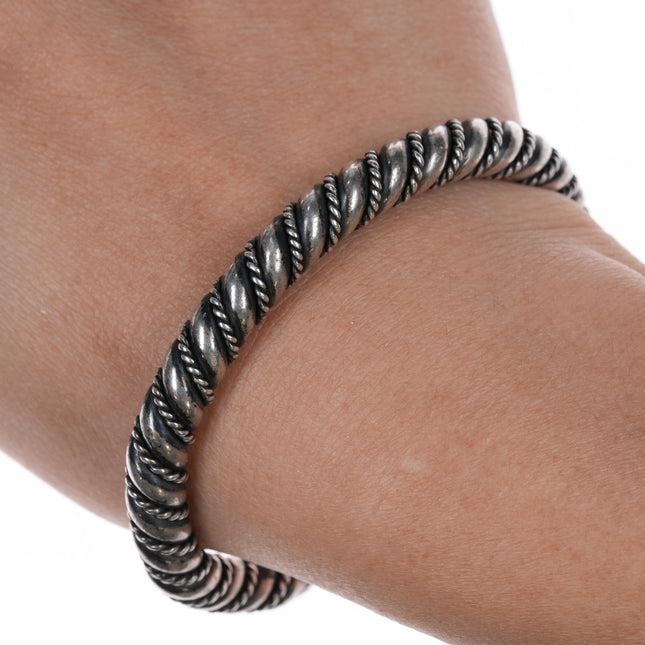 6 1/8" Heavy Navajo sterling twisted wire cuff bracelet