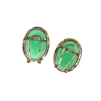 Vintage 14k Jadeite Jade pierced french clip earrings