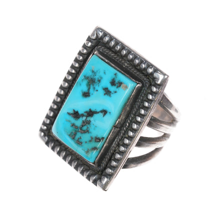 sz9.75 Harry Morgan Navajo square Sterling ring with turquoise