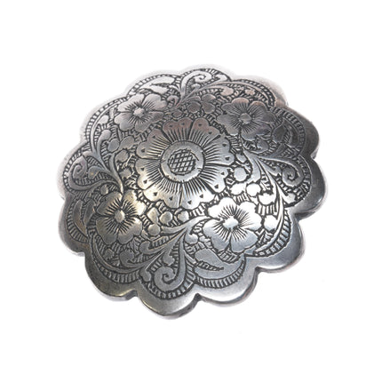 Vintage sterling silver floral engraved belt buckle