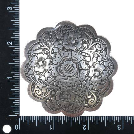 Vintage sterling silver floral engraved belt buckle