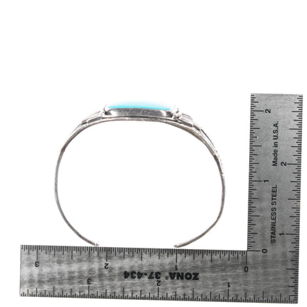 6 5/8" 30's-40's Native American silver cuff bracelet Royston turquoise