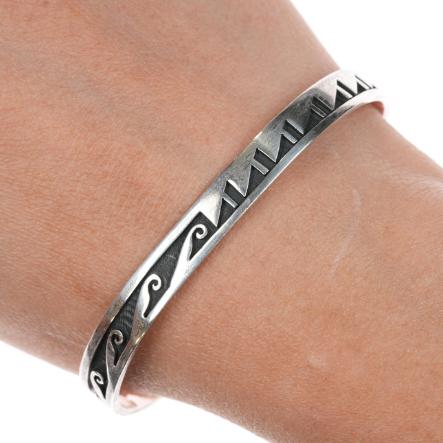 6.75" Steven Sockyma Hopi overlay sterling silver cuff bracelet