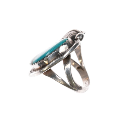 sz9.75 1970's Platero Navajo sterling and turquoise ring