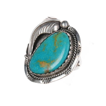 sz9.75 1970's Platero Navajo sterling and turquoise ring