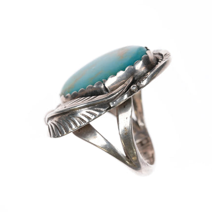 sz9.75 1970's Platero Navajo sterling and turquoise ring