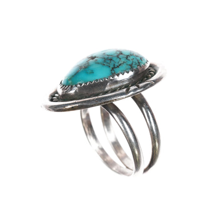 sz12 1970's Navajo sterling spiderweb turquoise ring