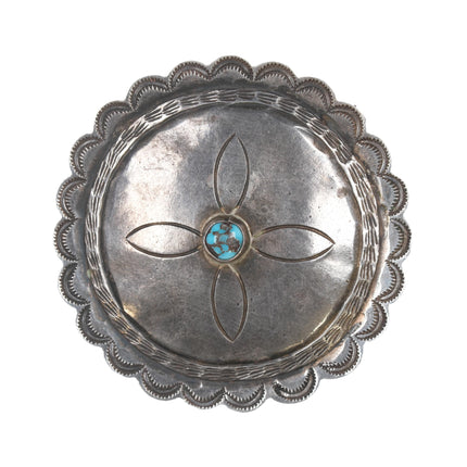 Vintage Navajo silver and spiderweb turquoise concho pin