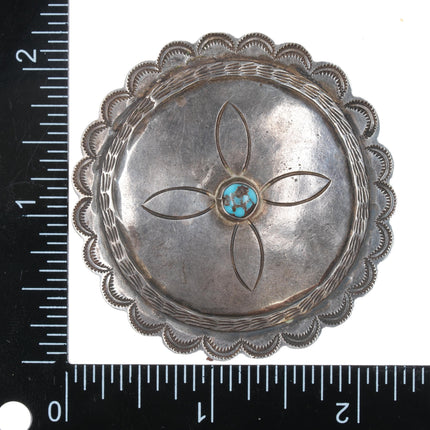 Vintage Navajo silver and spiderweb turquoise concho pin