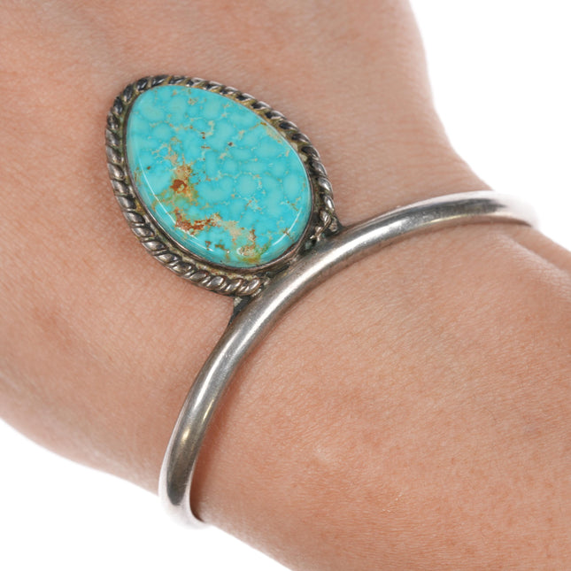 6.25" 1970's Native American sterling waterweb turquoise cuff bracelet