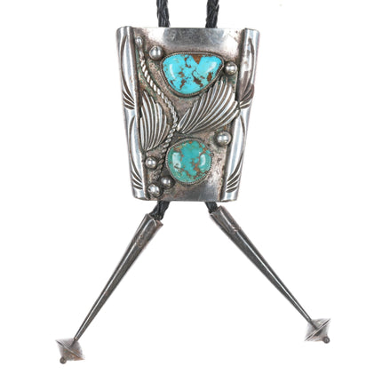 c1970 J Kelly Navajo sterling bolo tie with nice turquoise