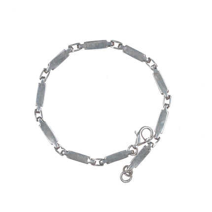 7" Retro Sterling multi-stone inlay link bracelet