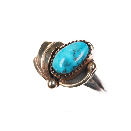 Sz3 Vintage JL Native American 14k/sterling turquoise ring