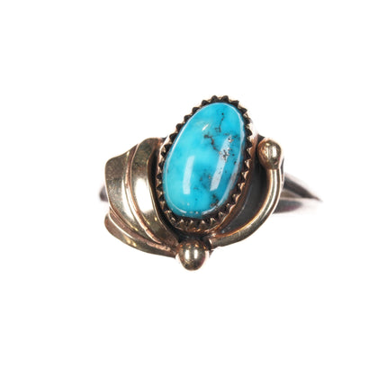 Sz3 Vintage JL Native American 14k/sterling turquoise ring