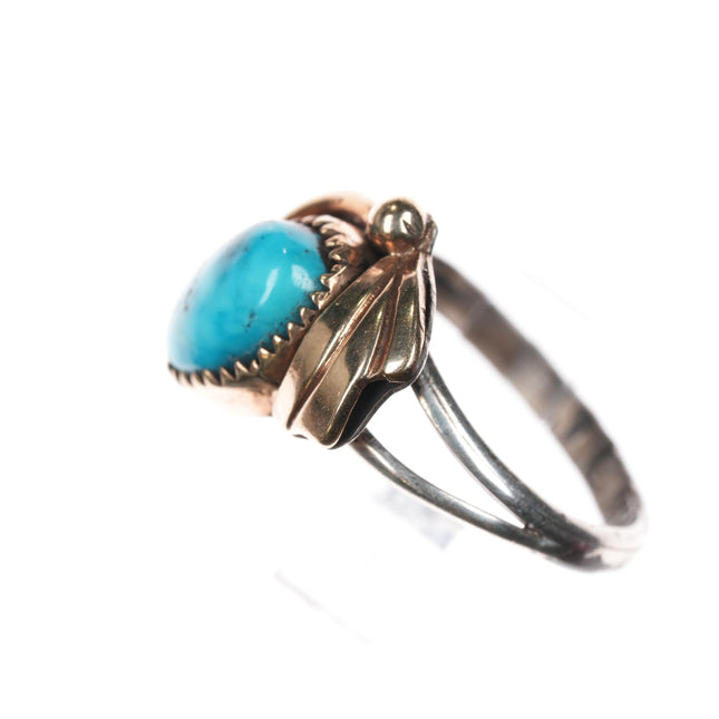 Sz3 Vintage JL Native American 14k/sterling turquoise ring