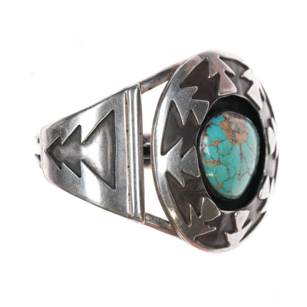 6.25" 50's-60's Navajo Overlay cuff bracelet sterling w/turquoise