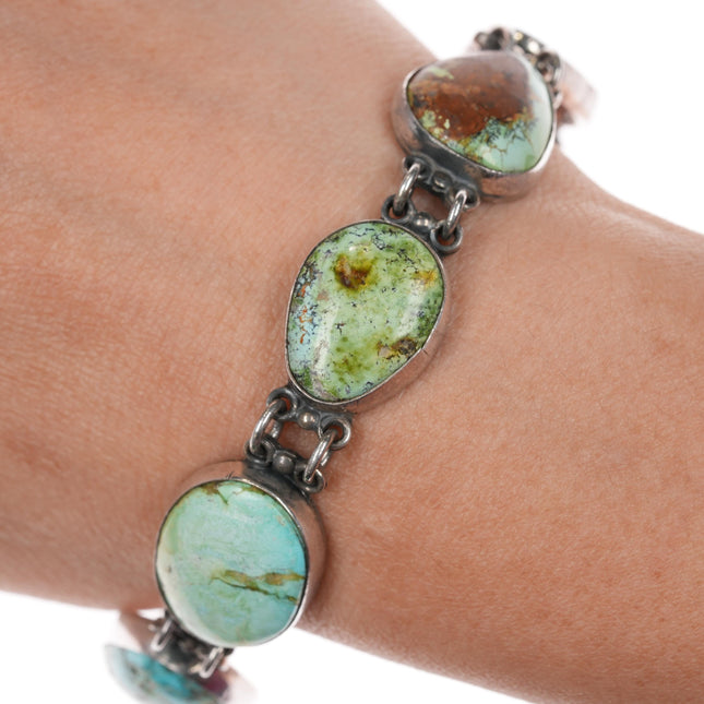 7.25" Federico Jimenez sterling and turquoise link bracelet