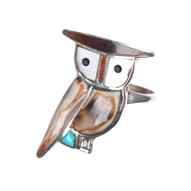 sz6 Vintage Zuni sterling owl ring